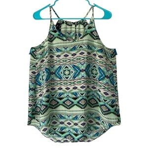 A. Byer Women's size Large Geometric Southwest Green and Blue Tank Top